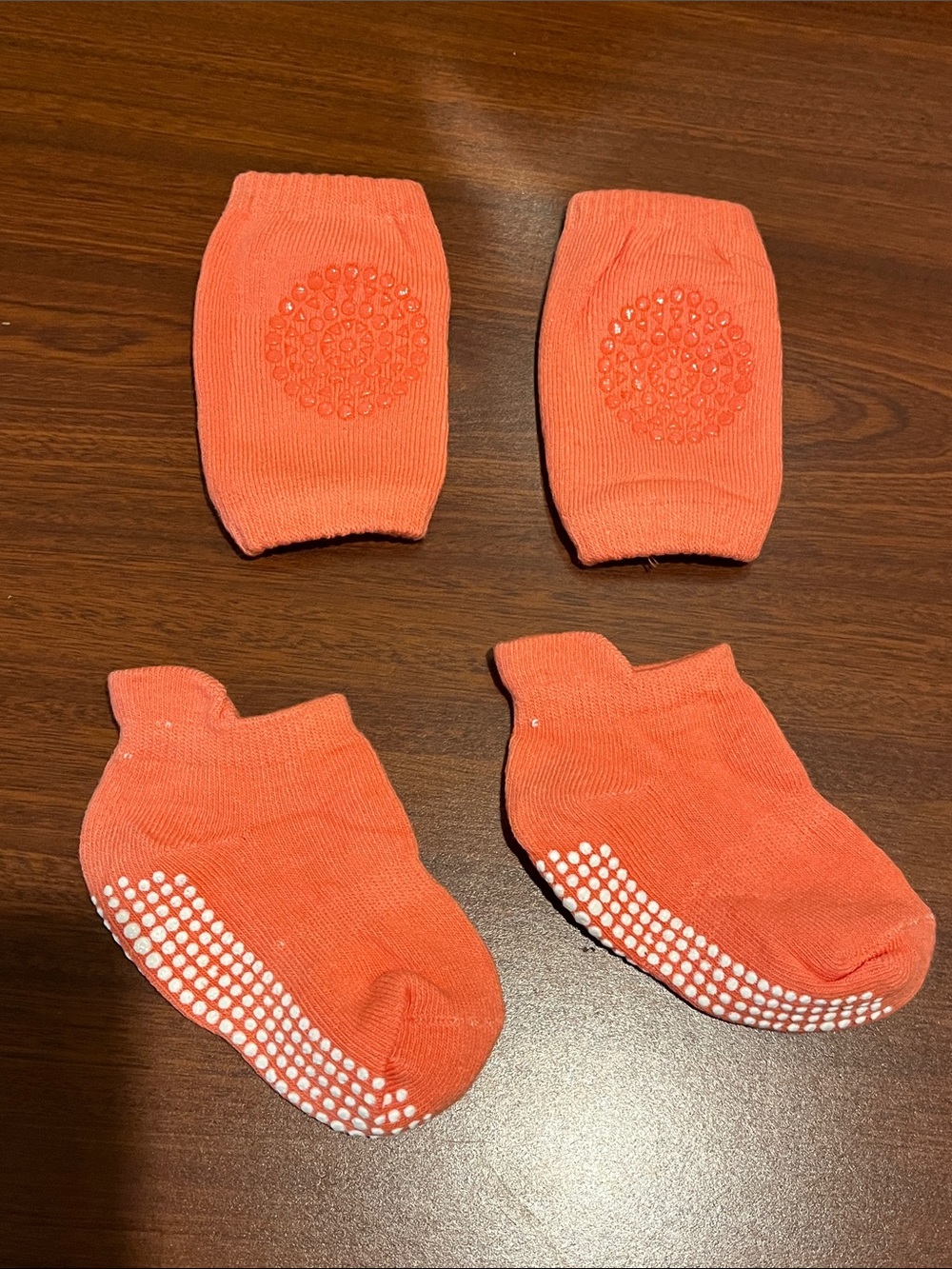 Coral Baby No-Skid Grip Socks & Crawling Knee Pads Set